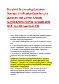 Maryland Earthmoving Equipment &NewLine;Operator Certification Exam Practice &NewLine;Questions And Correct Answers &NewLine;&lpar;Verified Answers&rpar; Plus Rationale 2026 &NewLine;Q&A&vert; Instant Download Pdf 