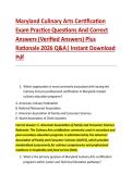 Maryland Culinary Arts Certification &NewLine;Exam Practice Questions And Correct &NewLine;Answers &lpar;Verified Answers&rpar; Plus &NewLine;Rationale 2026 Q&A&vert; Instant Download &NewLine;Pdf 