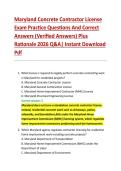 Maryland Concrete Contractor License &NewLine;Exam Practice Questions And Correct &NewLine;Answers &lpar;Verified Answers&rpar; Plus &NewLine;Rationale 2026 Q&A&vert; Instant Download &NewLine;Pdf 