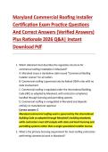 Maryland Commercial Roofing Installer &NewLine;Certification Exam Practice Questions &NewLine;And Correct Answers &lpar;Verified Answers&rpar; &NewLine;Plus Rationale 2026 Q&A&vert; Instant &NewLine;Download Pdf 