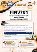 FIN3701 Assignment 1 &lpar;COMPLETE ANSWERS&rpar; Semester 2 2026 - DUE 28 August 2026