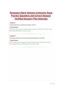 Tennessee Alarm Systems Contractor Exam Practice Questions and Correct Answers &lpar;Verified Answers&rpar; Plus Rationale
