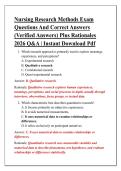 Nursing Research Methods Exam &NewLine;Questions And Correct Answers &NewLine;&lpar;Verified Answers&rpar; Plus Rationales &NewLine;2026 Q&A &vert; Instant Download Pdf 
