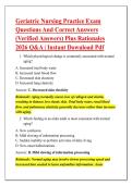 Geriatric Nursing Practice Exam &NewLine;Questions And Correct Answers &NewLine;&lpar;Verified Answers&rpar; Plus Rationales &NewLine;2026 Q&A &vert; Instant Download Pdf 