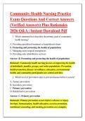 Community Health Nursing Practice &NewLine;Exam Questions And Correct Answers &NewLine;&lpar;Verified Answers&rpar; Plus Rationales &NewLine;2026 Q&A &vert; Instant Download Pdf