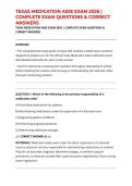 TEXAS MEDICATION AIDE EXAM 2026 &vert; COMPLETE EXAM QUESTIONS & CORRECT ANSWERS
