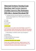 Maternal-Newborn Nursing Exam &NewLine;Questions And Correct Answers &NewLine;&lpar;Verified Answers&rpar; Plus Rationales &NewLine;2026 Q&A &vert; Instant Download Pdf 