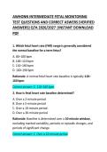 AWHONN Intermediate Fetal Monitoring Test Questions and Correct Answers