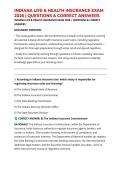 INDIANA LIFE & HEALTH INSURANCE EXAM 2026 &vert; QUESTIONS & CORRECT ANSWERS