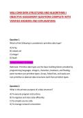 WGU C949 DATA STRUCTURES AND ALGORITHMS I OBJECTIVE ASSESSMENT QUESTIONS COMPLETE WITH VERIFIED ANSWERS AND EXPLANATIONS