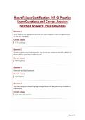 Heart Failure Certification &lpar;HF-C&rpar; Practice Exam Questions and Correct Answers &lpar;Verified Answers&rpar; Plus Rationales
