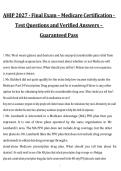 Package deal for AHIP Certification &ndash; 2027&sol;2028 Comprehensive Exam &vert; Verified Questions and Answers &ndash; Complete Study Guide  - 100&percnt; Guarantee Score Pass