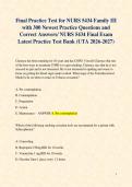 Final Practice Test for NURS 5434 Family III with 300 Newest Practice Questions and Correct Answers&sol; NURS 5434 Final Exam Latest Practice Test Bank &lpar;UTA 2026-2027&rpar;