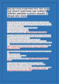 BIOLOGY EVOLUTION PRACTICE TEST EXAM&NewLine;2026 UPDATE QUESTIONS AND CORRECT&NewLine;VERIFIED ANSWERS ALREADY GRADED A&plus;&NewLine;&lpar;BRAND NEW VISION&rpar;