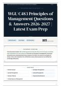 WGU C483 Principles of Management Questions & Answers 2026-2027 Latest Exam Prep