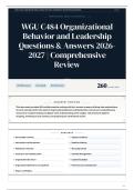 WGU C484 Organizational Behavior and Leadership Questions & Answers 2026&sol;2027 Comprehensive Review