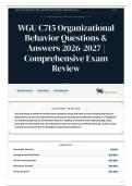 WGU C715 Organizational Behavior Questions & Answers 2026-2027 Comprehensive Exam Review