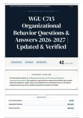 WGU C715 Organizational Behavior Questions & Answers 2026-2027 Updated & Verified