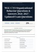 WGU C715 Organizational Behavior Questions & Answers 2026-2027 Updated Exam Questions
