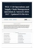 WGU C720 Operations and Supply Chain Management Questions & Answers 2026-2027 Updated OA Review