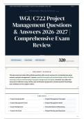 WGU C722 Project Management Questions & Answers 2026-2027 Comprehensive Exam Review