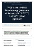 WGU C804 Medical Terminology Questions & Answers 2026-2027 Latest Verified Questions
