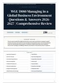 WGU D080 Managing in a Global Business Environment Questions & Answers 2026-2027 Comprehensive Review