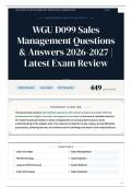 WGU D099 Sales Management Questions & Answers 2026-2027 Latest Exam Review