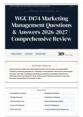 WGU D174 Marketing Management Questions & Answers 2026&sol;2027 Comprehensive Review