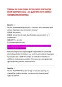VIRGINIA HIC EXAM &lpar;HOME IMPROVEMENT CONTRACTOR EXAM&rpar; COMPLETE EXAM - 200 QUESTIONS WITH CORRECT ANSWERS AND RATIONALES