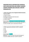 Registered Health Information Technician &lpar;RHIT&rpar; Exam Questions and Correct Answers