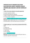 Certified Quality Engineer &lpar;CQE&rpar; Exam Questions and Correct Answers