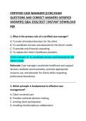 Certified Case Manager &lpar;CCM&rpar; Exam Questions and Correct Answers