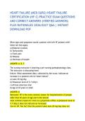 HEART FAILURE &lpar;MED-SURG&rpar; HEART FAILURE CERTIFICATION &lpar;HF-C&rpar; PRACTICE EXAM QUESTIONS AND CORRECT ANSWERS &lpar;VERIFIED ANSWERS&rpar; PLUS RATIONALES 2026&sol;2027 Q&A &vert; INSTANT DOWNLOAD PDF