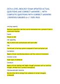 OCR A LEVEL BIOLOGY EXAM UPDATED ACTUAL QUESTIONS AND CORRECT ANSWERS &vert; WITH COMPLETE QUESTIONS WITH CORRECT ANSWERS &vert;VERIFIED&sol;&sol;GRADED A&plus;&sol;&sol; 100&percnt; PASS