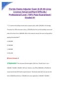 Florida Claims Adjuster Exam &lpar;6-20 All-Lines &NewLine;License&rpar; Advanced&sol;Hard Difficulty &vert; &NewLine;Professional Level &vert; 100&percnt; Pass Guaranteed &vert; &NewLine;Graded A&plus; 