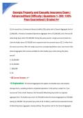 Georgia Property and Casualty Insurance Exam &vert; &NewLine;Advanced&sol;Hard Difficulty &vert; Questions 1- 200&colon; 100&percnt; &NewLine;Pass Guaranteed &vert; Graded A&plus; 