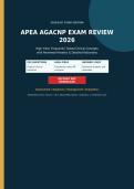 APEA AGACNP EXAM REVIEW 2026&colon; 250 High-Yield Practice Questions with Verified Answers & Rationales &vert; Latest 2026&sol;2027 Edition &vert; Graded A&plus;