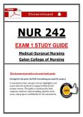NUR 242 Exam 1 Study Guide &lpar;2026 &sol; 2027&rpar; &vert; Med-Surg Nursing &vert; Galen College &lpar;A&plus; Guarantee&rpar; &vert; PDF