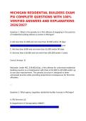 MICHIGAN RESIDENTIAL BUILDERS EXAM PSI COMPLETE QUESTIONS WITH 100&percnt; VERIFIED ANSWERS AND EXPLANATIONS 2026&sol;2027