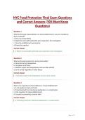 NYC Food Protection Final Exam Questions and Correct Answers