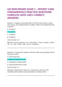 CJECJE BENCHMARK  EXAM 1 &ndash; PATIENT CARE FUNDAMENTALS PRACTICE QUESTIONS COMPLETE WITH 100&percnt; CORRECT ANSWERS