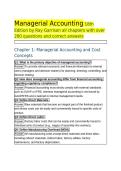 Managerial Accounting 18th Edition by Ray Garrison all chapters with over 200 questions and correct answers 