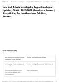 New York Private Investigator Regulations Latest Updates&comma; EXAM &ndash; 2026&sol;2027 &lpar;Questions &plus; Answers&rpar; Study Guide&comma; Practice Questions&comma; Solutions&comma; Answers&comma;&NewLine;