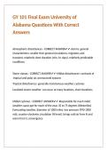 GY 101 Final Exam University of Alabama Questions With Correct Answers