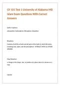 GY 101 Test 1 University of Alabama MD Islam Exam Questions With Correct Answers 