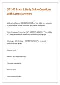 CIT 105 Exam 1 Study Guide Questions With Correct Answers