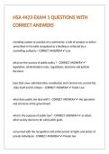 HSA 4423 EXAM 1 QUESTIONS WITH CORRECT ANSWERS
