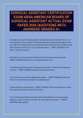 SURGICAL ASSISTANT CERTIFICATION EXAM ABSA AMERICAN BOARD OF SURGICAL ASSISTANT ACTUAL EXAM PAPER 2026 QUESTIONS WITH ANSWERS GRADED A&plus;