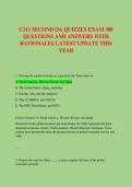 C211 SECOND OA QUIZZES EXAM 300 &NewLine;QUESTIONS AND ANSWERS WITH &NewLine;RATIONALES LATEST UPDATE THIS &NewLine;YEAR